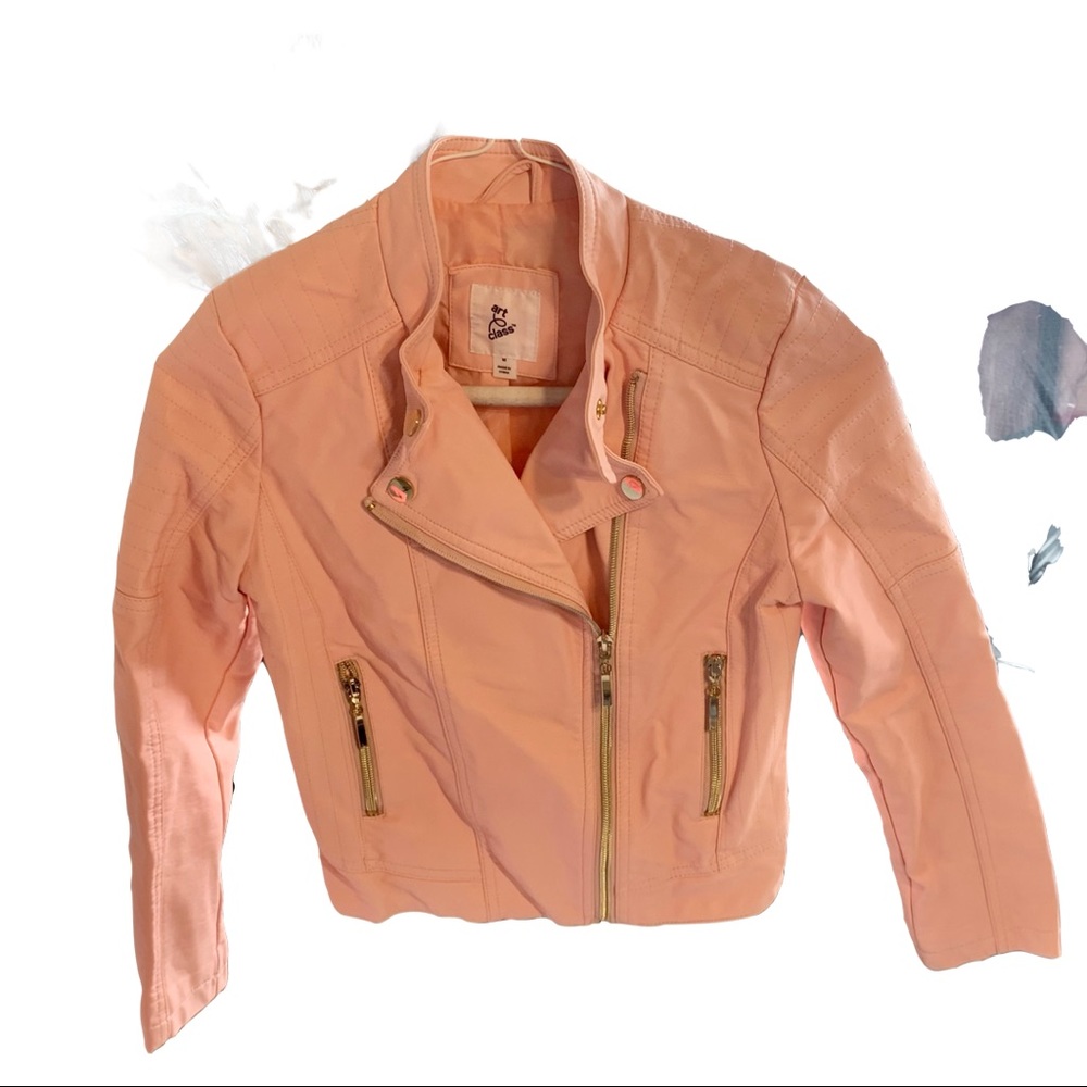 Art Class Faux Leather Pink Jacket
